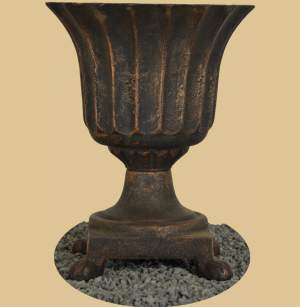 Produktfoto Gartenvase mit Zacken und Löwenfüßen  Bronze